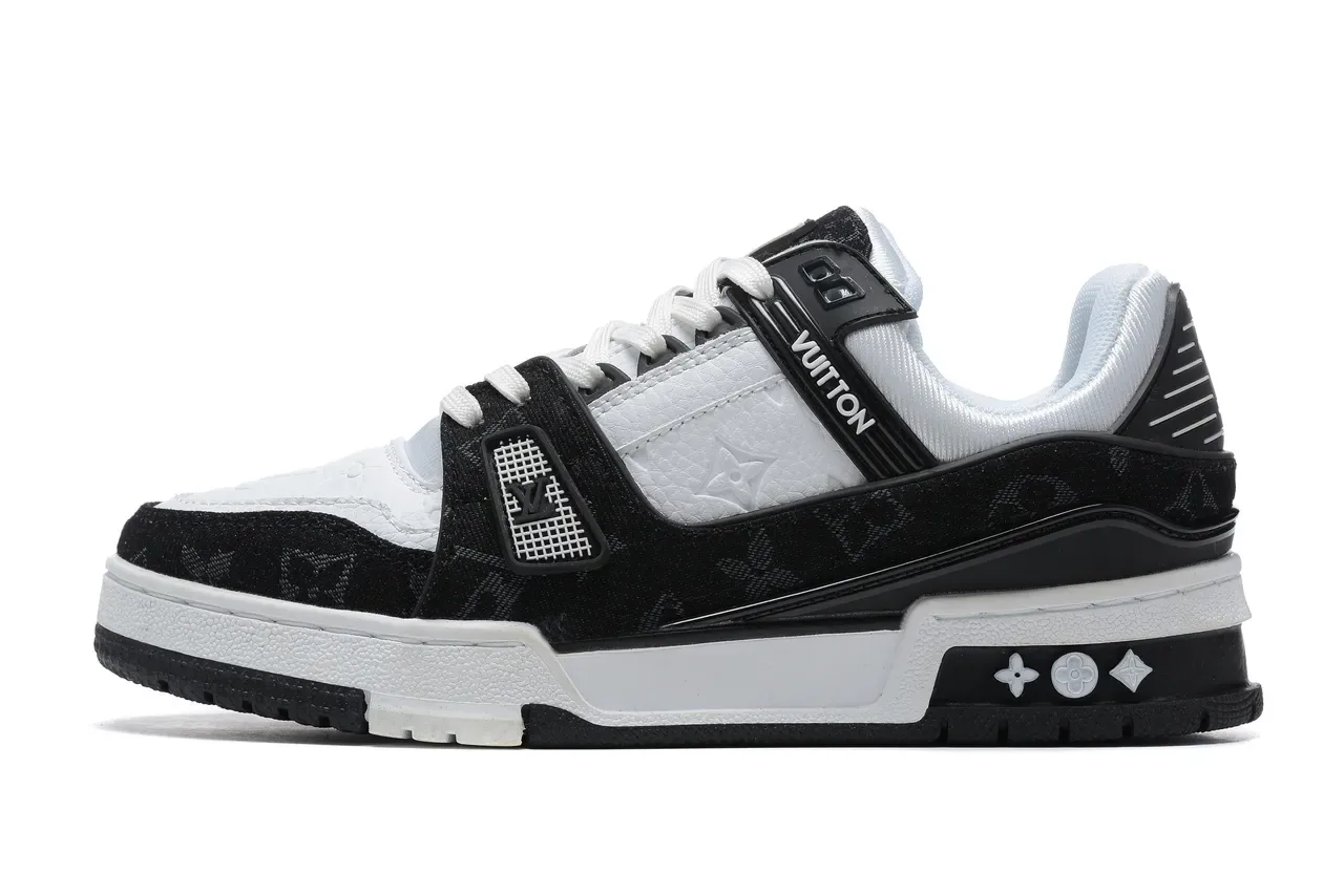 Louis Vuitton LV Trainer Black White Monogram-Coated Textile Layered Cage Construction Lifestyle Sneakers 5