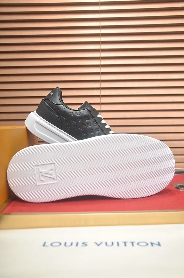 Louis Vuitton LV Trainer Black White Monogram-Embossed Leather Low-Top Lifestyle Sneakers 3