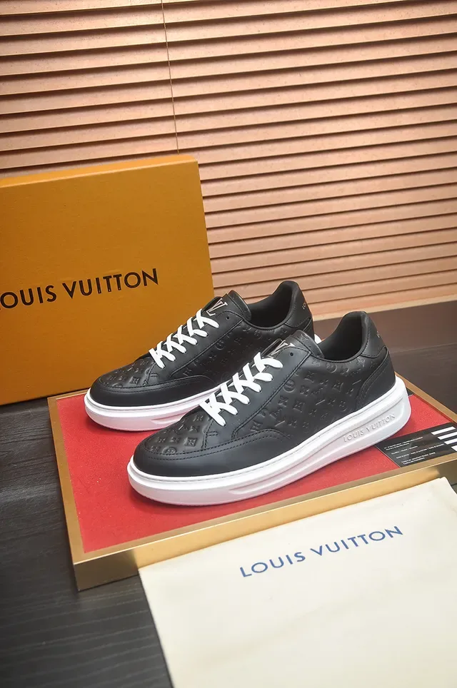 Louis Vuitton LV Trainer Black White Monogram-Embossed Leather Low-Top Lifestyle Sneakers 4