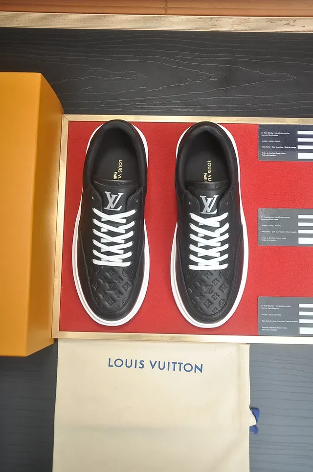 Louis Vuitton LV Trainer Black White Monogram-Embossed Leather Low-Top Lifestyle Sneakers 5