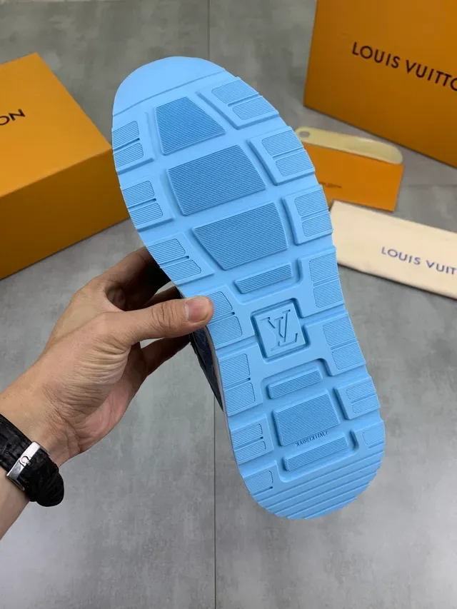 Louis Vuitton LV Trainer Zapatillas Lifestyle Azul Marino Monogram Denim Mesh Cage 3
