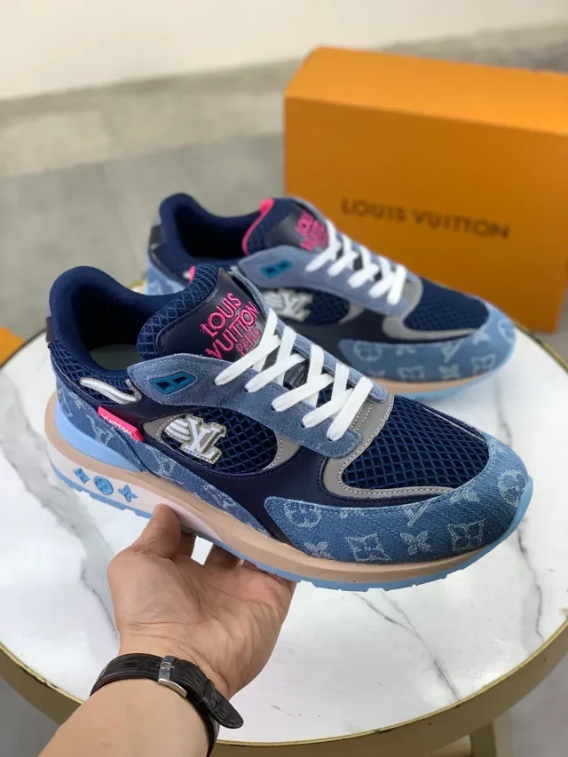 Louis Vuitton LV Trainer Zapatillas Lifestyle Azul Marino Monogram Denim Mesh Cage 4