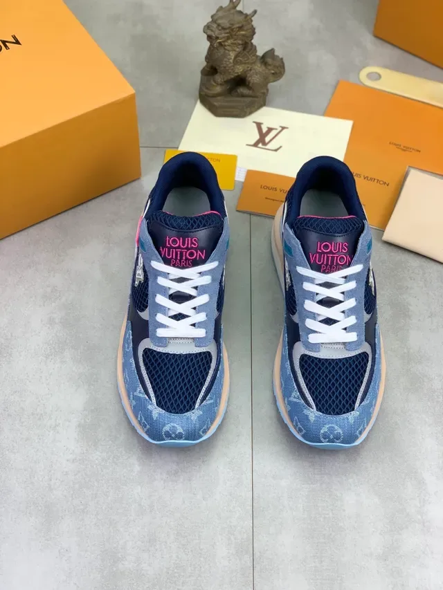 Louis Vuitton LV Trainer Zapatillas Lifestyle Azul Marino Monogram Denim Mesh Cage 6