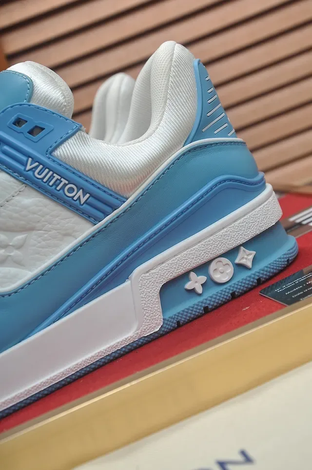 Louis Vuitton LV Trainer Blue White Layered Synthetic Upper Chunky Platform Sole Lifestyle Sneakers 2