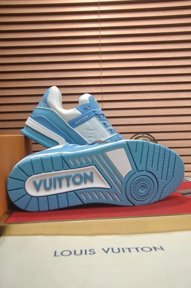 Louis Vuitton LV Trainer Blue White Layered Synthetic Upper Chunky Platform Sole Lifestyle Sneakers 3