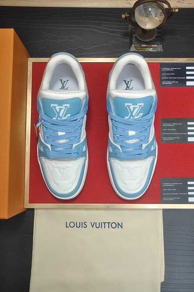Louis Vuitton LV Trainer Blue White Layered Synthetic Upper Chunky Platform Sole Lifestyle Sneakers 5