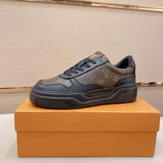 لويس فيتون LV Trainer بني أسود Monogram Canvas Leather Overlays Lifestyle Sneakers