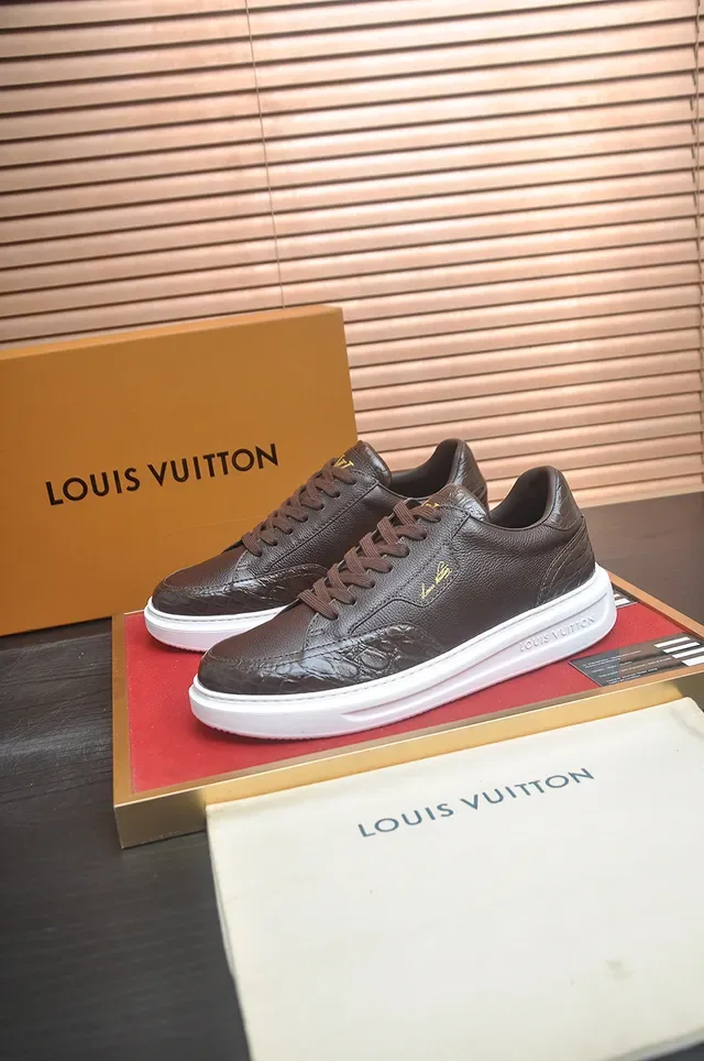 Louis Vuitton LV Trainer Brown White Low-Top Leather Lifestyle Sneakers 4
