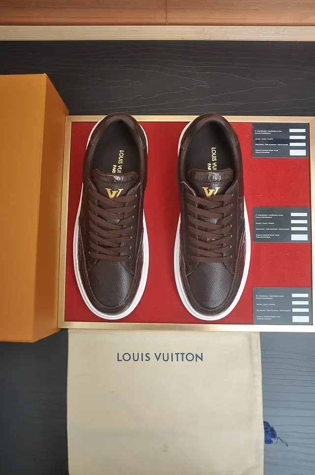 Louis Vuitton LV Trainer Brown White Low-Top Leather Lifestyle Sneakers 5