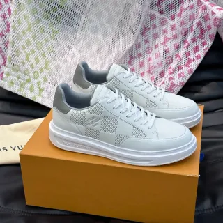 Louis Vuitton LV Trainer Zapatillas Lifestyle Gris Blanco Low-Top Malla y Cuero Paneladas