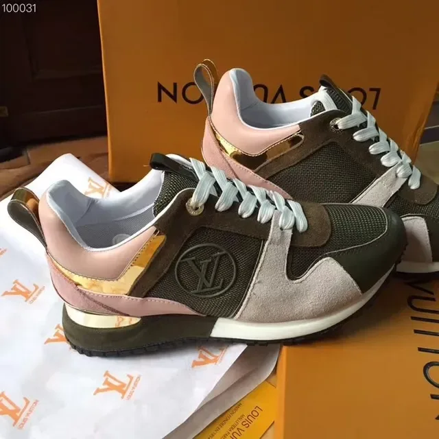 Louis Vuitton LV Trainer Verde Rosa Multi-Panel Mesh-Suede Construction Embossed Circular Logo Lifestyle Sneakers 2