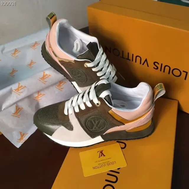 Louis Vuitton LV Trainer Verde Rosa Multi-Panel Mesh-Suede Construction Embossed Circular Logo Lifestyle Sneakers 4