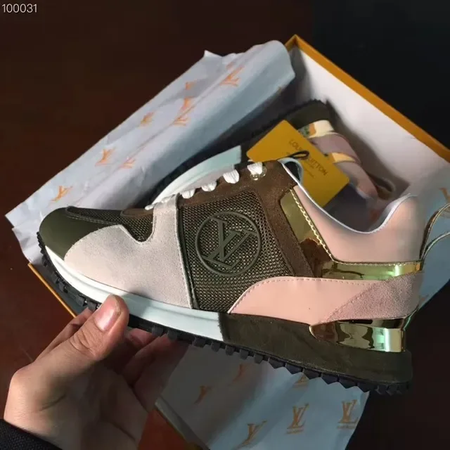 Louis Vuitton LV Trainer Verde Rosa Multi-Panel Mesh-Suede Construction Embossed Circular Logo Lifestyle Sneakers 5