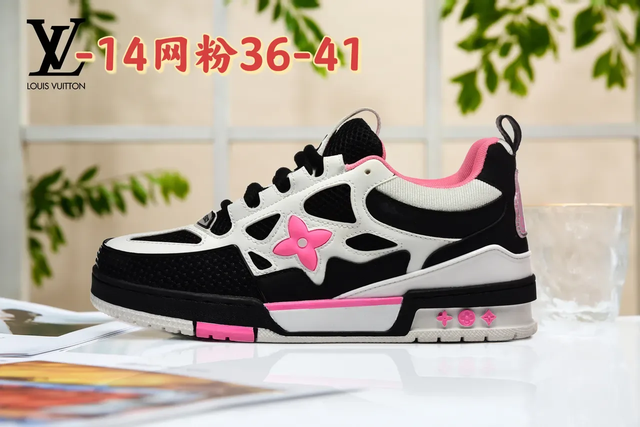 Louis Vuitton LV Trainer أخضر أبيض شكل كثيف لوحات شبكية مثقوبة حذاء نمط حياة 10