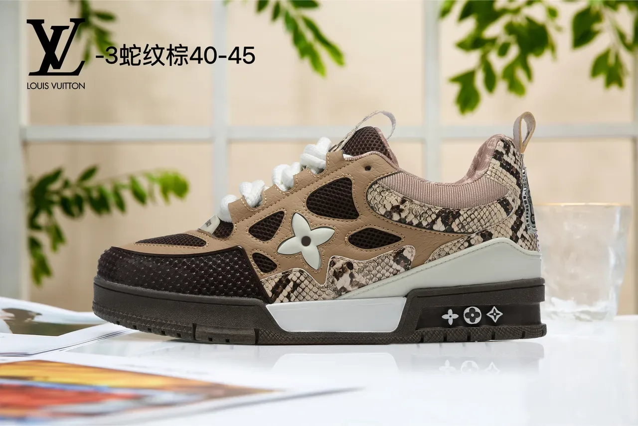 Louis Vuitton LV Trainer أخضر أبيض شكل كثيف لوحات شبكية مثقوبة حذاء نمط حياة 18