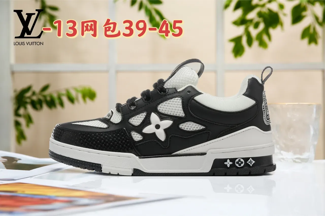 Louis Vuitton LV Trainer أخضر أبيض شكل كثيف لوحات شبكية مثقوبة حذاء نمط حياة 20