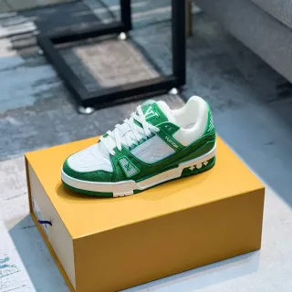 Louis Vuitton LV Trainer Verde Blanco Low-Top Monogram-Embossed Zapatillas lifestyle