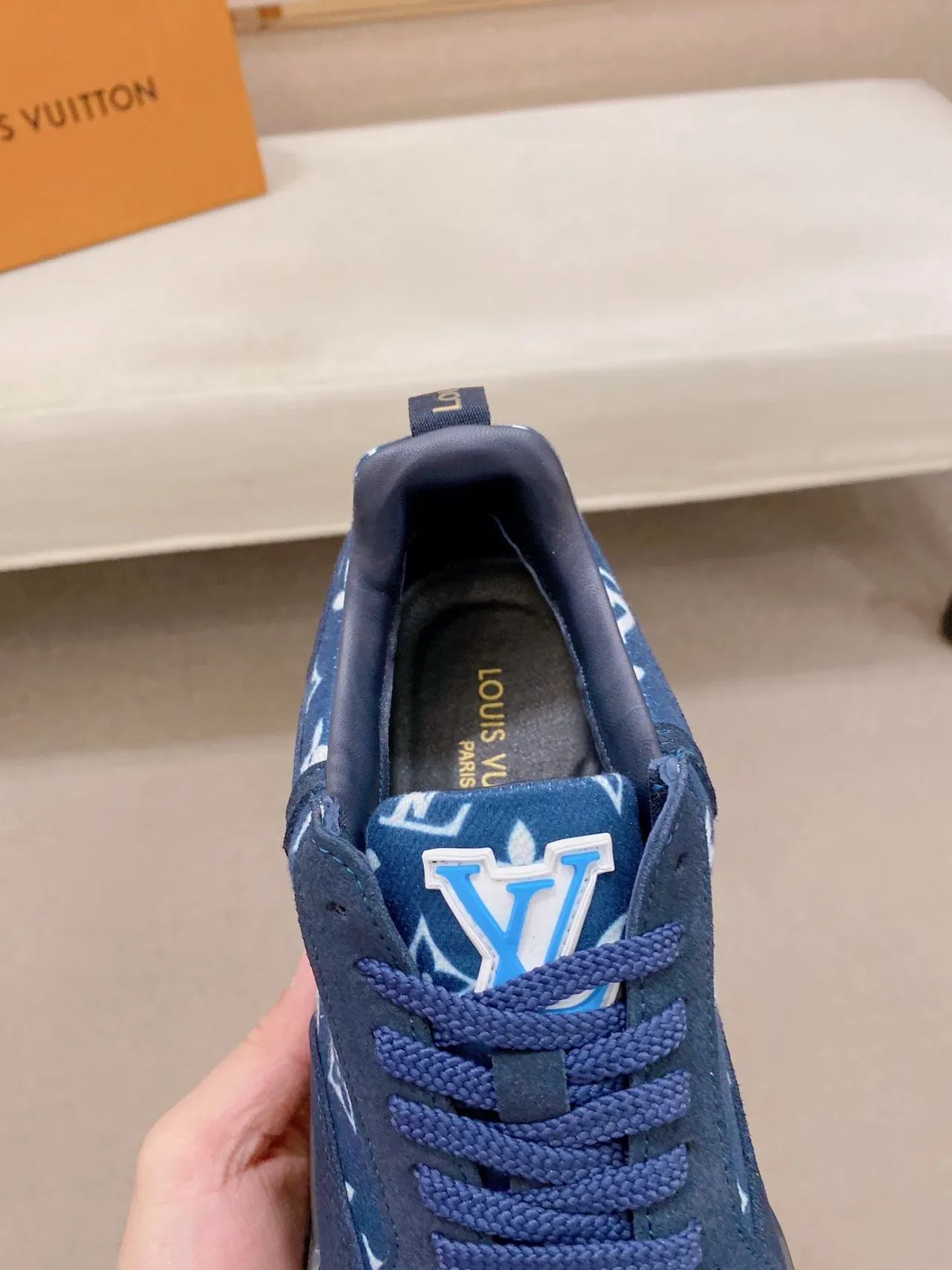 路易威登 LV Trainer 海军蓝黑色 Monogram-Print 帆布/麂皮鞋面 生活方式运动鞋 3