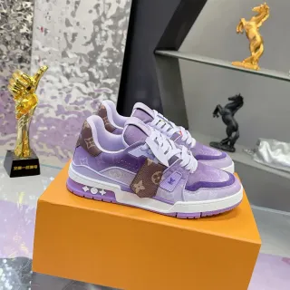 Louis Vuitton LV Trainer roxo monograma estilo de vida tênis