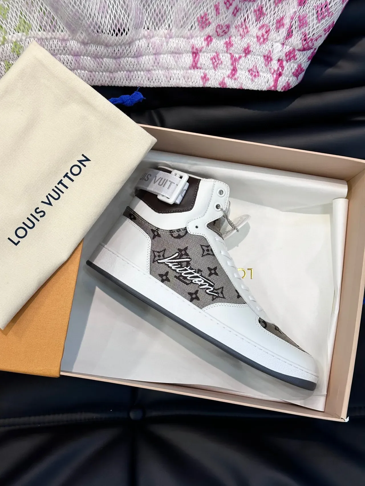 Louis Vuitton LV Trainer White Beige High-Top Monogram Canvas Lifestyle Sneakers 6