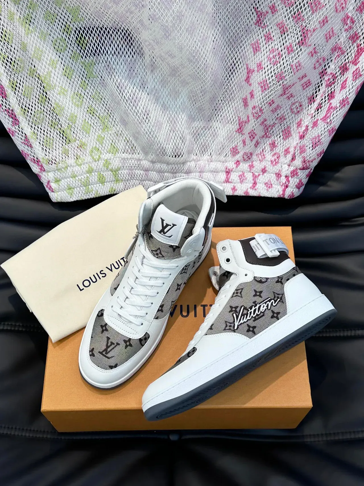 Louis Vuitton LV Trainer White Beige High-Top Monogram Canvas Lifestyle Sneakers 9
