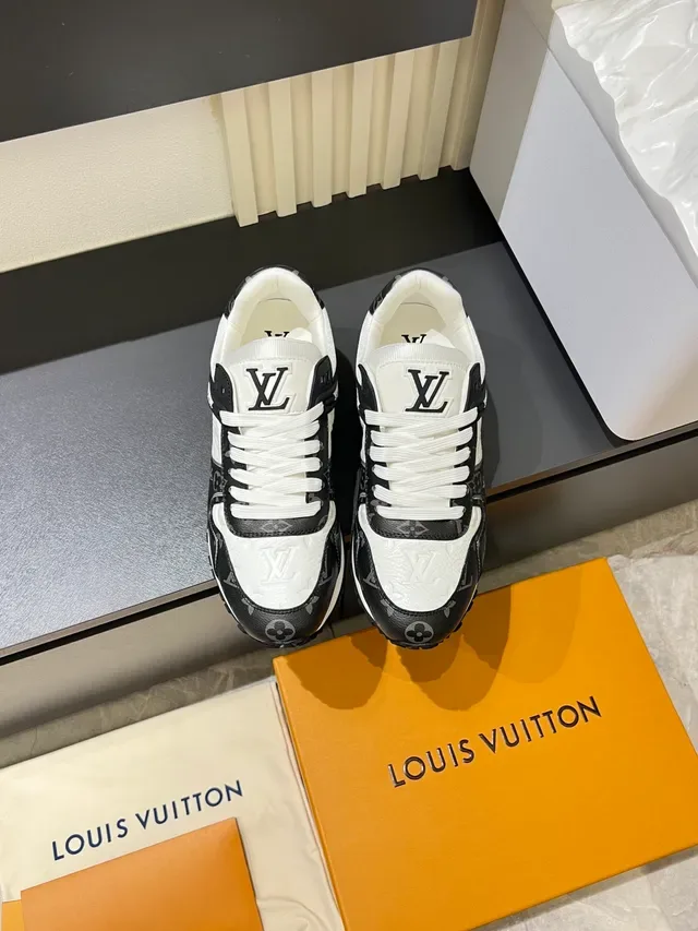 Louis Vuitton LV Trainer White Black Monogrammed Leather Textured Panel Lifestyle Sneakers 5