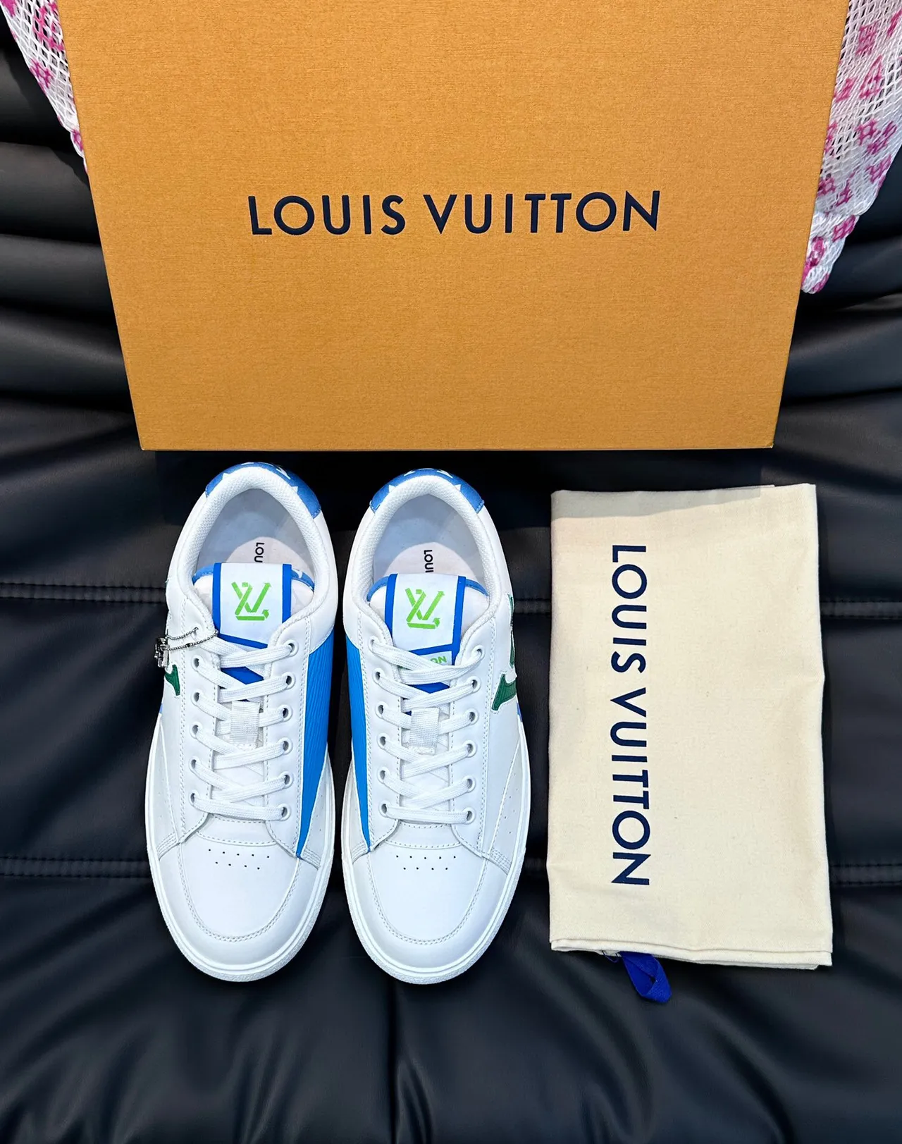 Louis Vuitton LV Trainer White Blue Low-Top Leather Upper Lifestyle Sneakers 3