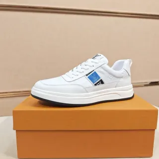 Louis Vuitton LV Trainer White Blue Monogram-Embossed Leather Low-Top Lace-Up Lifestyle Sneakers — Louis Vuitton Lifestyle Sneakers photo from the Yupoo catalog