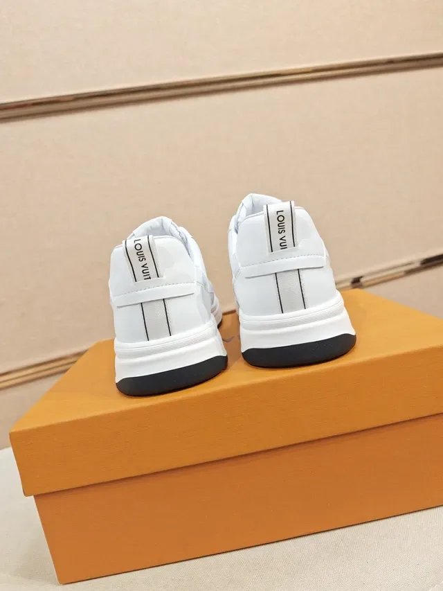 Louis Vuitton LV Trainer White Blue Monogram-Embossed Leather Low-Top Lace-Up Lifestyle Sneakers 3