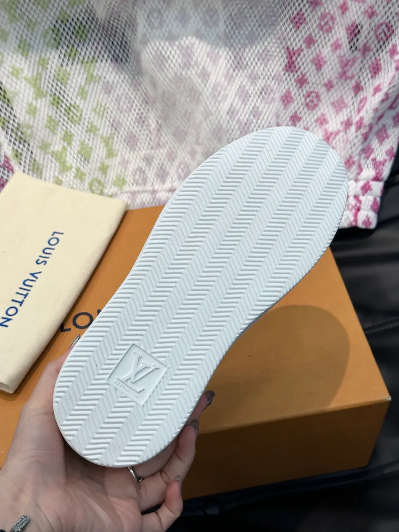 Louis Vuitton LV Trainer White Gray Perforated Leather Upper Two-Tone Lifestyle Sneakers 2