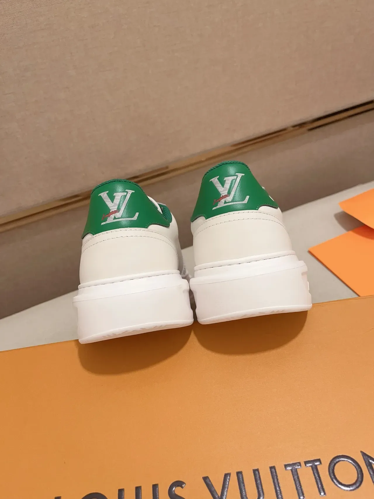 Louis Vuitton LV Trainer White Green Leather Upper Floral-Embroidered Monogram Lifestyle Sneakers 4