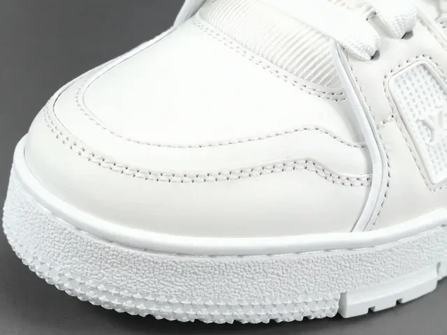 Louis Vuitton LV Trainer White Monochrome Structured Strap Overlay Lifestyle Sneakers 9