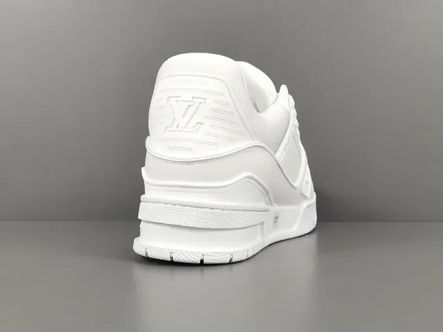 Louis Vuitton LV Trainer White Monochrome Structured Strap Overlay Lifestyle Sneakers 14