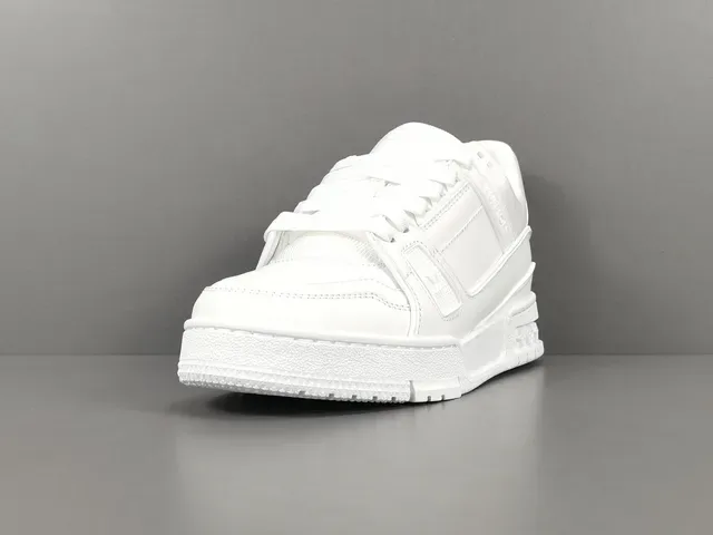 Louis Vuitton LV Trainer White Monochrome Structured Strap Overlay Lifestyle Sneakers 15