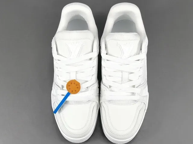 Louis Vuitton LV Trainer White Monochrome Structured Strap Overlay Lifestyle Sneakers 16