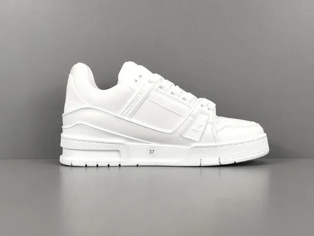 Louis Vuitton LV Trainer White Monochrome Structured Strap Overlay Lifestyle Sneakers 18