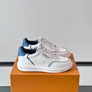 Louis Vuitton LV Trainer Blanco Marino Low-Top Textured Leather-Mesh Upper Lifestyle Sneakers