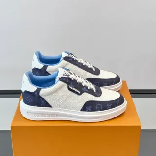 Louis Vuitton LV Trainer Zapatillas Lifestyle Blancos y Marinos con Paneles de Contraste de Lona Monogram