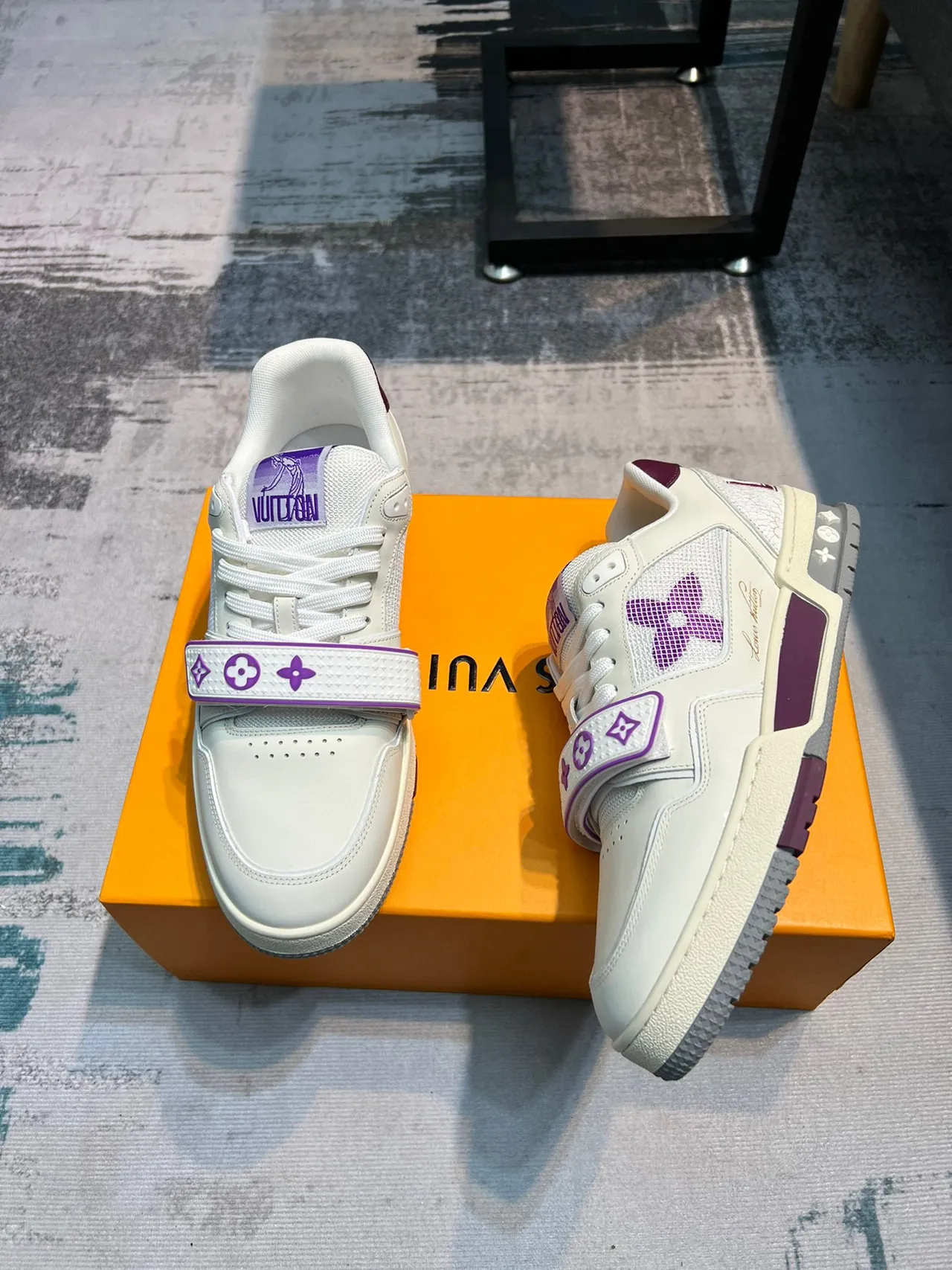 Louis Vuitton LV Trainer White Purple Low-Top Strap-Accented Lifestyle Sneakers 4