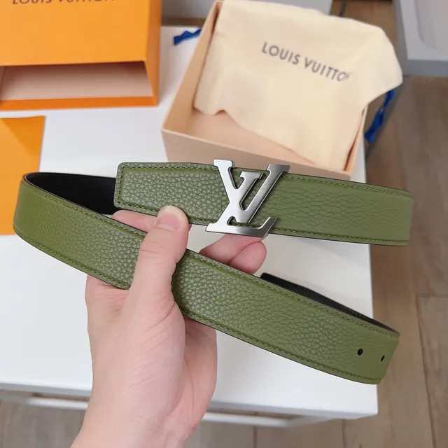 Louis Vuitton LV Twist Belt حزام جلد أخضر زيتوني وأسود 4