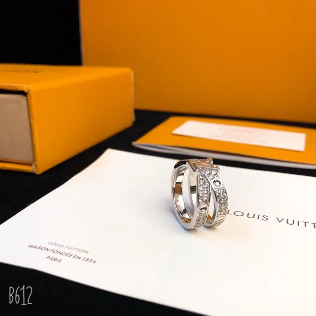 Louis Vuitton LV Volt Double-Band Pavé Monogram Ring 8