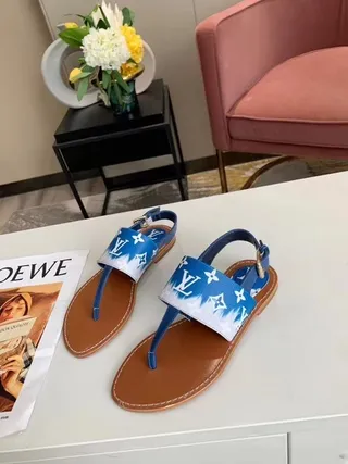 Louis Vuitton Monogram नीला और सफेद कैजुअल सैंडल 6
