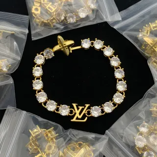 Louis Vuitton Monogram سوار ذهب شفاف معدن دائري كريستال شفاف سوار
