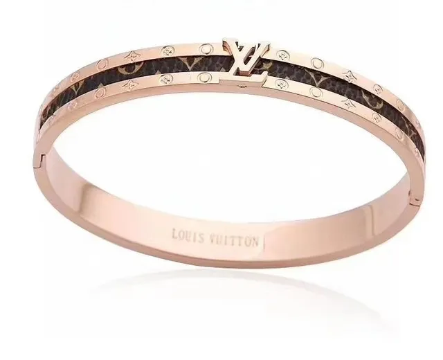 Louis Vuitton Monogram Canvas pulseira dourado marrom com articulação e inlay 3