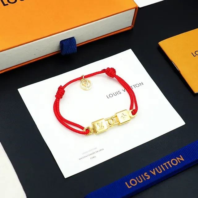 Louis Vuitton Monogram Charm Red Cord Bracelet 5