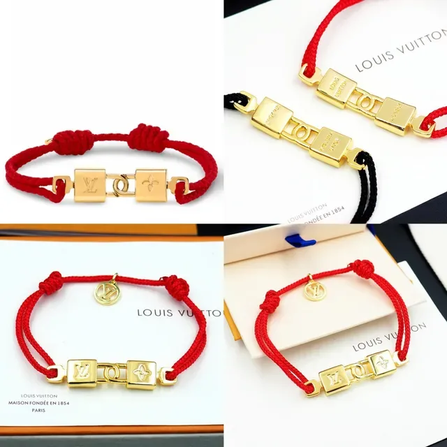 Louis Vuitton Monogram Charm Red Cord Bracelet 8