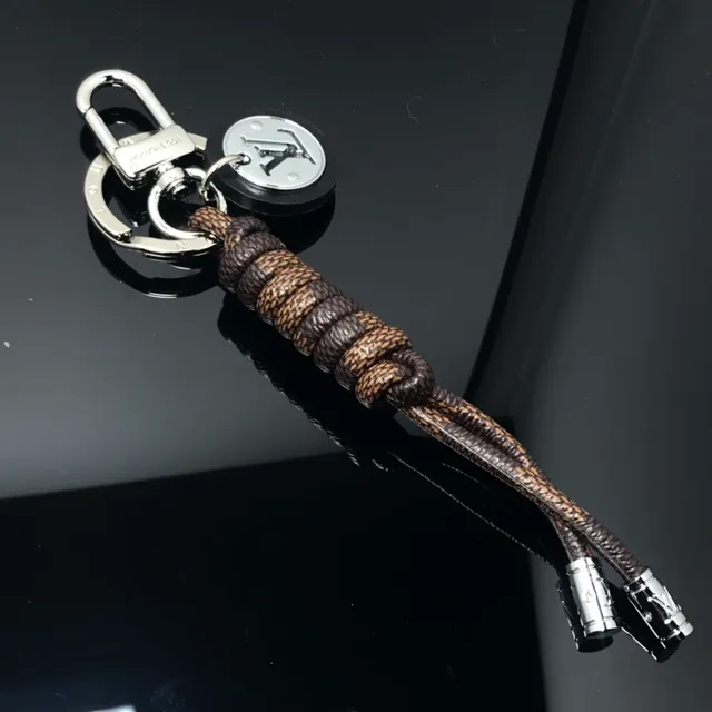 Louis Vuitton Monogram Cord Black Brown Braided Monogrammed Silver-Tone Hardware Cable 4