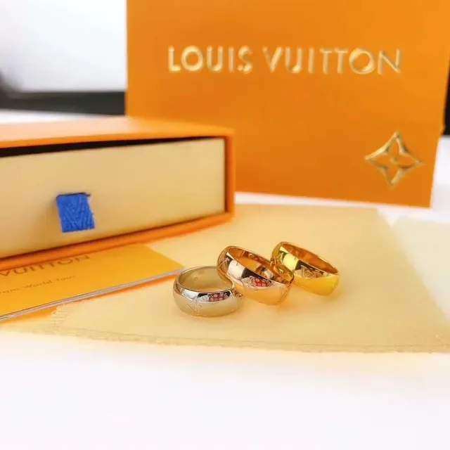 Louis Vuitton Monogram Engraved Silver and Gold Rings 3