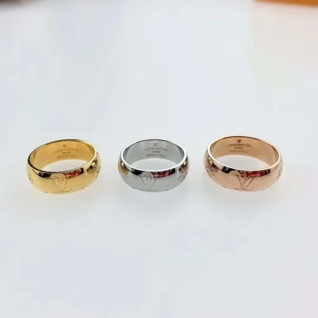 Louis Vuitton Monogram Engraved Silver and Gold Rings 5
