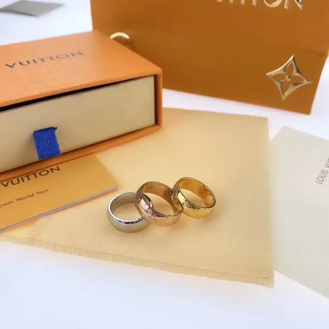 Louis Vuitton Monogram Engraved Silver and Gold Rings 6